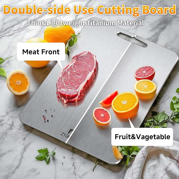 Pure Titanium Cutting Board, Stainless Cutting Boards for Kitchen, Double-Sided Food Grade Chopping for Meat, Vegetable & Fruit (12 * 18 IN)