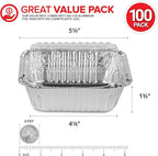Stock Your Home 1 Lb Small Aluminum Pans with Lids (100 Pack) Foil Pans + Clear Plastic Lids, Disposable Cookware, Takeout Trays with Lids - To Go Disposable Food Containers for Restaurants & Catering