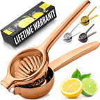 Zulay Kitchen Lemon Squeezer Stainless Steel - Premium Quality, Heavy Duty Solid Metal Squeezer Bowl - Large Manual Citrus Press Juicer and Lime Squeezer Stainless Steel - Rose Gold