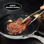 10" Nonstick Ceramic Frying Pan with Lid - PFOA & PTFE-Free, Oven & Broiler-Safe - Thick 2.5mm Four-Layer Construction, Anti-Scalding Handle for All Stovetops (Induction/Gas etc)