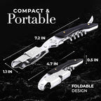 Zulay Kitchen Corkscrew Wine Opener - Premium 420 Stainless Steel & Ebony Wood Wine Bottle Opener - Double Hinged Opener with Foil Cutter & Cap Remover - Ebony Wood