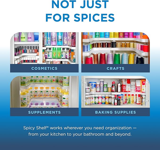 Spicy Shelf with 20 Jars of Spices inclded - Expandable Spice Rack and Stackable Cabinet & Pantry Organizer - Cabinet Spice Racks for inside Cabinets