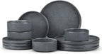 E-far Stoneware Dinnerware Sets for 4, 12-Piece Reactive Glaze Plates and Bowls Sets, Kitchen Ceramic Dishes Dinning Ware, Microwave & Dishwasher Safe, Deep Gray