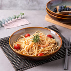 LERATIO Large Pasta Bowls,38oz Ceramic Pasta Bowls,9.0" Reactive Glaze Pasta Bowl Set of 4,Microwave & Dishwasher,Oven Safe,Wide Serving Bowls for Salad,Pasta,Fruit,Scratch Resistant-Khaki