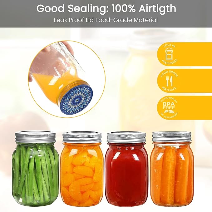 50Pcs Canning Lids Regular Mouth, Superb Canning Lids Not Easy to Rust Excellent Air Tightness, Thick Mason Jar Lids Prevent Warping - Food Grade Material (Peacock-blue)