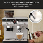KRUPS Precision Espresso Coffee Machine with Grinder, Latte & Cappuccino Maker, Pump Pressure + Milk Frother Steam Wand, Adjustable Grind Settings for Barista-Quality Results, Stainless Steel & Black
