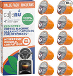 Nespresso Compatible Cleaning Pods. 10 Cleaner Capsules. Improved Coffee Flavor. For Nespresso Originaline, Use with Descaling Kit.