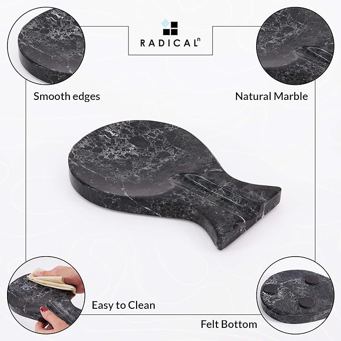 Radicaln Marble Spoon Rest 8" Inches Black Handmade Spoon Holder For Kitchen Utensils, Ideal Cooking utensils, Spoon Rest For Stove Top