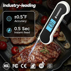 0.5 Sec Instant Read Meat Thermometer Digital with ±0.5℉ Precision, Food Thermometer for Cooking Kitchen Gadgets, Oven Grill Candy BBQ Essentials Accessories, Gifts for Him Dad Men Birthday, White
