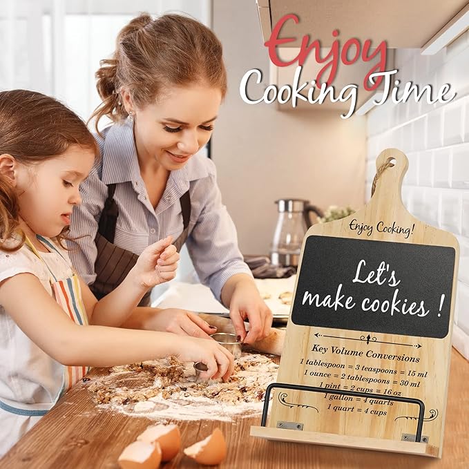 Cookbook Stand with Chalkboard Eraser, Birthday Gifts for Women Mom Wife Grandma, Kitchen Gifts for Woman, Recipe Book Holder Stand, Present Gift Ideas Christmas Xmas, Cookbook Holder