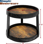 Simple Houseware 10-Inch 2 Tier Lazy Susan Multifunctional Organizer, Rustic Brown