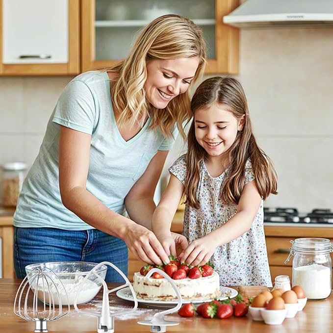 3-Piece Set Mixer Accessories for KitchenAid 4.5QT Tilt-Head Stand Mixers, Stainless Steel K45WW, Enameled K45DH & Enameled K45B, All Dishwasher Safe