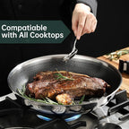 ROYDX Hybrid Nonstick 7-Piece Fry Pan Set,8, 10 and 12-Inch Frying Pans with Removable Handles,Save Space,Non Stick Stainless Steel Skillets,Dishwasher&Oven Safe, Compatible with All Cooktops