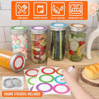 24 oz Wide Mouth Mason Jars 8 Pack, Glass Tall Mason Jars with Airtight Lids and Bands for Canning, Preserving, Fermenting, Pickling, DIY Projects