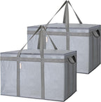 BALEINE 2Pk Insulated Reusable Grocery Bags, Collapsible Cooler Bag for Groceries, Heavy Duty Large Insulated Bag (24''x14''x15'', Urban Gray)