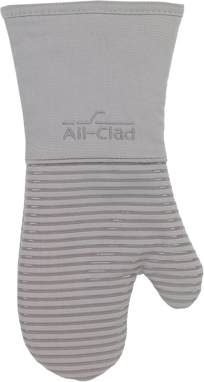 All-Clad Premium Silicone Oven Mitt: Heat Resistant to 500 Degrees - 100% Cotton & Silicone, 14"x7" Pot Holder for Kitchen and Barbeque, (1-Pack), Titanium Gray