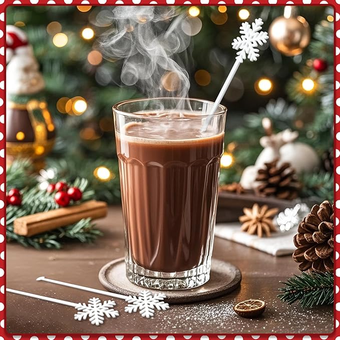 80 Pcs Snowflake Coffee Stirrers, Acrylic Winter Drink Stirrers Reusable Beverage Stir Sticks Hot Cocoa Chocolate Bar Supplies for Christmas Coffee Bar Kitchen Home