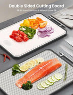Cutting Board for Kitchen, Non Toxic Titanium Cutting Board, Double-Sided Metal Chopping Board with Juice Groove, Cutting Boards for Meat, Vegetables and Fruits, Dishwasher Safe Large 16”×11”