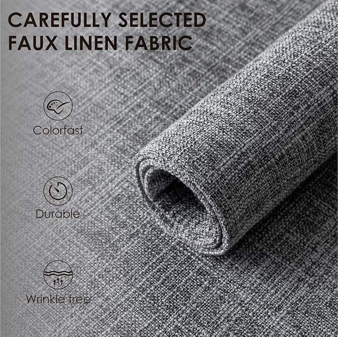 Placemats Set of 6, Bilayer Thickened Linen Place Mats Heat Resistant Machine Washable Wrinkle Free Carefully Selected Polyester Mats for Kitchen/Dining/Coffee Table (Light Grey)
