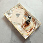 White Marbling Decorative Tray with Handles, Morden Plastic Rectangular Serving Tray for Coffee Table Bathroom, Ottoman, Home Decor, 15.7"* 10.2"* 1.38"