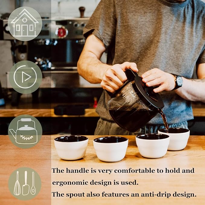 𝙐𝙥𝙜𝙧𝙖𝙙𝙚𝙙 Carafe Compatible With moccamaster KBG Brewers (89830), Compatible With moccamaster Carafe Replacement, 10-Cup/1.25L/40oz, Coffee Pot With Metal Ring, Includes Random Cleaning Brush.