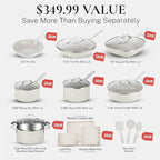 Granitestone 20 Pc Ceramic Cookware Set Nonstick, Complete Pots and Pans Set Non Stick for Kitchen with Bakeware, Cooking Utensils & Steamer, Non Toxic Made Without PFOA PFOS, Oven & Dishwasher Safe