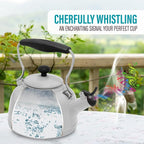 Chantal Tea Kettle, 1.7 QT, Vintage Series, Premium Enamel on Carbon Steel, Whistling, Even Heating & Quick Boil (White)