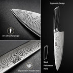 8 Pieces Knife Set with Magnetic Block, Ultra Sharp Powder Steel Knife Block Set, Professional Chef Knife Sets with Ergonomic Handle & Knife Sharpener