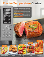 Nuwave Bravo Pro Smart 21QT Toaster Oven Air Fryer Combo, Convection Oven Countertop, 10 functions all in 1, with even & quick crisp technology, 50-450°F, 1800W, Stainless Steel
