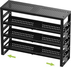 Expandable, Stackable, Adjustable Spice Rack Kitchen Organizer,Metal Pantry Storage Shelves - Multi-Tier Shelf for Cabinet, Countertop, Pantries, Cupboard or Wall Mount,Black