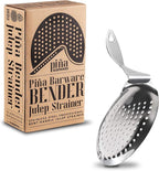 Bent Handle Julep Strainer - Stainless Steel Commercial Cocktail Strainer Piña Barware (One Strainer, Polished Finish)
