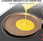 Nonstick Crepe Pan, Granite Coating Flat Skillet Dosa Tawa Tortilla Pan, 10 inch Pancake Griddle Roti Pan With Stay-Cool Handle, Induction Compatible, PFOA Free