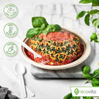 100% Compostable Knives - 500 Large Disposable Utensils (7 in.) Bulk Size Eco Friendly Durable and Heat Resistant Alternative to Plastic Knives with Convenient Tray