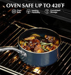 KOCH SYSTEME CS Nonstick Sauce Pan with Lid, 1 Quart Saucepan with Lid, 1 QT Nonstick Ceramic Small Sauce Pan with Stainless Steel Handle, Non-Toxic Ceramic Saucepan, Oven Safe, Gradient Blue