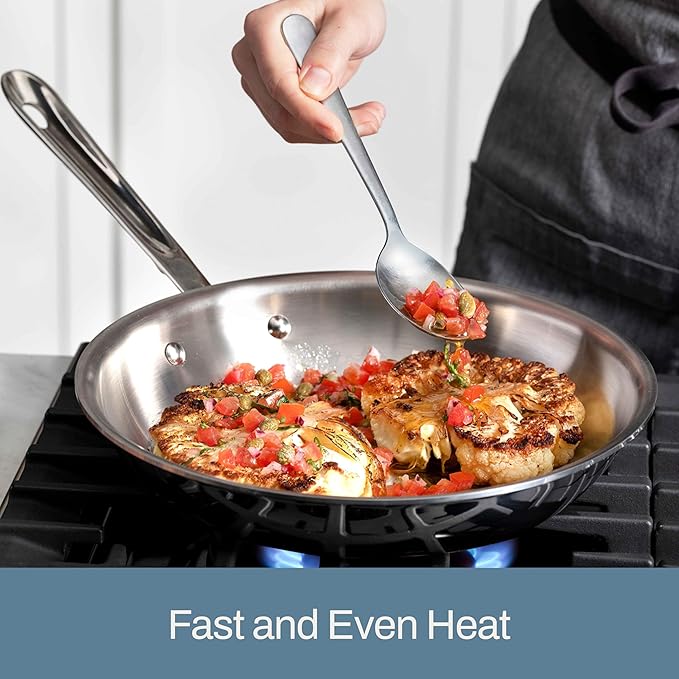 All-Clad D3 Stainless Steel Cookware Set - 10-Piece Pots and Pans Set, Induction, Oven Broiler Safe 600F - Includes Frying Pans, Saucepan, Sauté-Pan, Stockpot, Professional Cookware - Stainless Steel