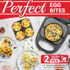 Egg Bite Maker with 2 Silicone Egg Molds for Breakfast Sandwiches, Breakfast Maker, Omelet Pan, Healthy Snacks or Desserts, Black