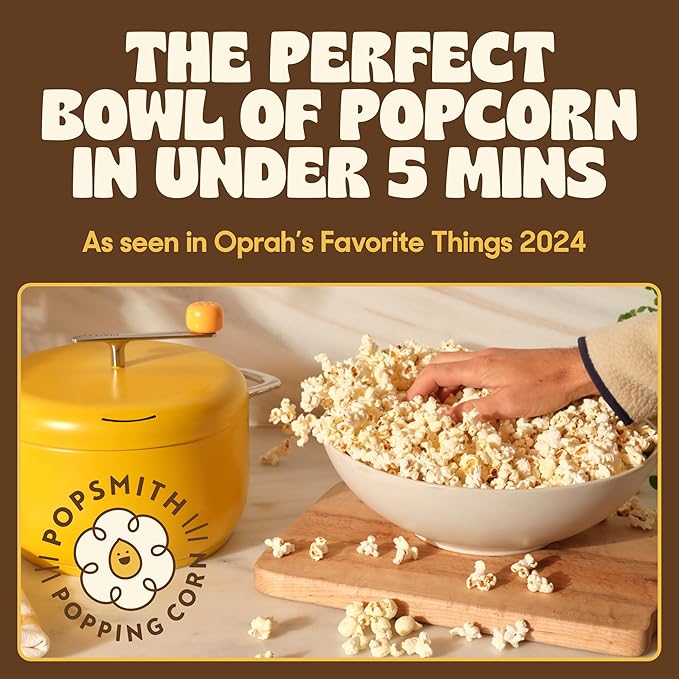 POPSMITH Mint Stovetop Popcorn Machine - 6 Quart, 10 Popcorn Kits (5 Movie Theater, 5 Kettle Corn), Stainless Steel