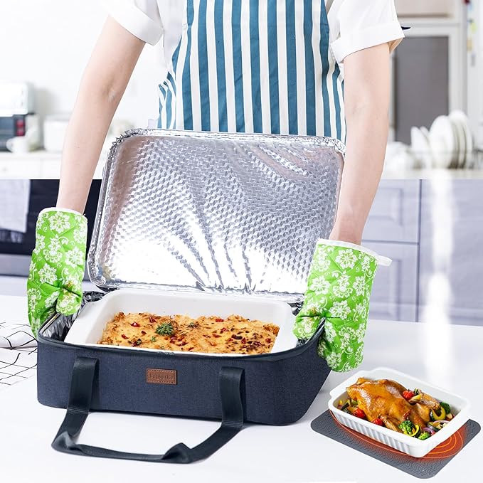 BAGSPRITE Expandable Insulated Casserole Carrier for Hot or Cold Food, Casserole Dish Carrying Case,Thermal Lasanga Lugger Tote for Pockluck, Parties, Picnic, Fits 9" x 13" Baking Dish,