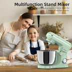 Electric Stand Mixer,10 Speeds Tilt-Head Food Mixer, 3-IN-1 Kitchen Mixer for Daily Cooks with Dishwasher-Safe 6QT Bowl,Dough Hook, Beater, Whisk (Agave Green)