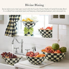 MACKENZIE-CHILDS Enamel Everyday Bowl, Serving Bowl for Entertaining, Medium, Black-and-White Courtly Check, Set of 1