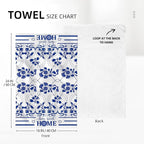 Blue Kitchen Towels Decorative Set of 2, Absorbent Boho Floral Dish Towels for Kitchen Drying Cleaning, Cute Dish Cloths for Bar Bathroom Decor, Housewarming Gifts for Women
