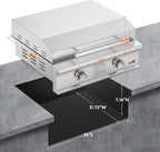 Stanbroil 28-Inch Premium Built-In Liquid Propane Griddle for Outdoor Kitchen Grill, Durable Stainless Steel 2-Burner Flat Top Grill with Lid for BBQ Island, 34,000 BTUs