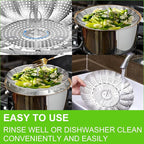 Vegetable Steamer Basket for Cooking 304 Stainless Steel Veggie Food Steamer Basket, Folding Expandable Steamers to Fit Various Size Pot (5.9" to 10")
