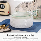 LEXMORE PVC Woven Placemats 8 PCS Wipeable Indoor/Outdoor Table Mats Washable Vinyl Place Mats for Dining Table, Set of 8-Navy Cube