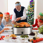 Electric Roaster Oven 26 Quart, Electric Turkey Roaster with Viewing & Self-basting Lid, Large Roaster Pan with Defrost & Warm Function, Stainless Steel Turkey Roaster Oven, Silver