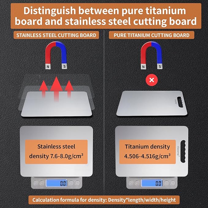 Titanium Cutting Board For Kitchen-Cutting Board Double Side Food Grade,Pure Cut Titanium,Durable Dishwasher Safe Easy to Clean Small Size (12''Lx10''W)