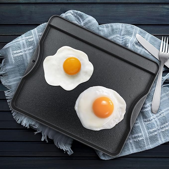 Cast Iron Griddle for Camp Chef, Reversible Griddle for Outdoor Cooking 14" x 16" for Camp Chef 2 Burner Stove Explorer 2-Burner, 3-Burner, 2X, 3X, Single Burner Stove