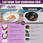 AOSION 12 Inch Nonstick Ceramic Deep Frying Pan,5.5QT Sauté Pan with lid,Large Skillet with Steam Rack,Healthy Jumbo Cooker,Stay Cool Handle,Induction Compatible, PFOA & PFAS Free. (PURPLE)