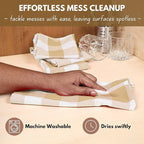 Native Fab 12 Pack Buffalo Check Kitchen Towel 16"x26" - Cotton Dish Towels Washable - Absorbent Tea Towels, Soft Hand Towel with Hanging Loop, Dish Cloth Set - Beige White