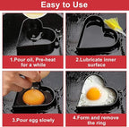 3.5 Inch Heart Egg Rings for Frying Eggs with Foldable Handle, 2 Pack Stainless Steel Heart Egg Shaper, Eggs Mcmuffin Ring Mold for Camping Pancake Sandwiches